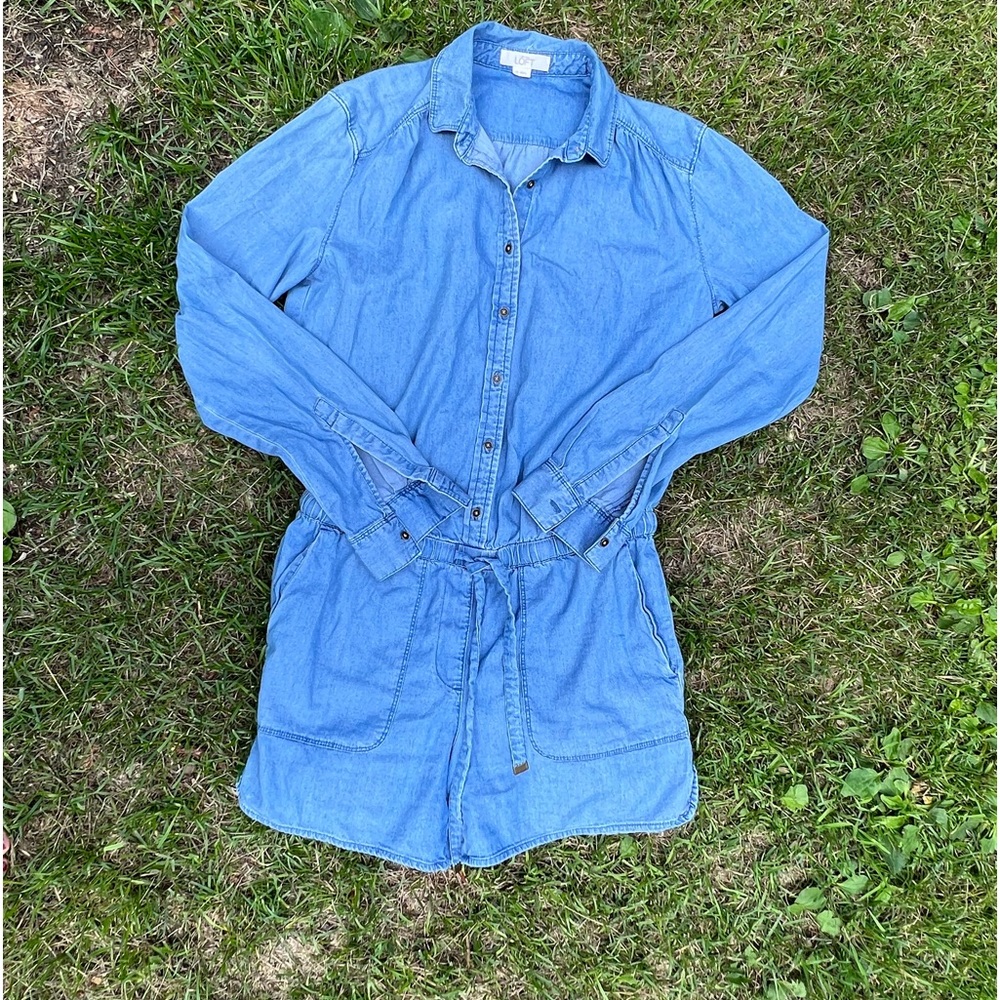 ANN TAYLOR | LOFT denim romper - Picture 4 of 6